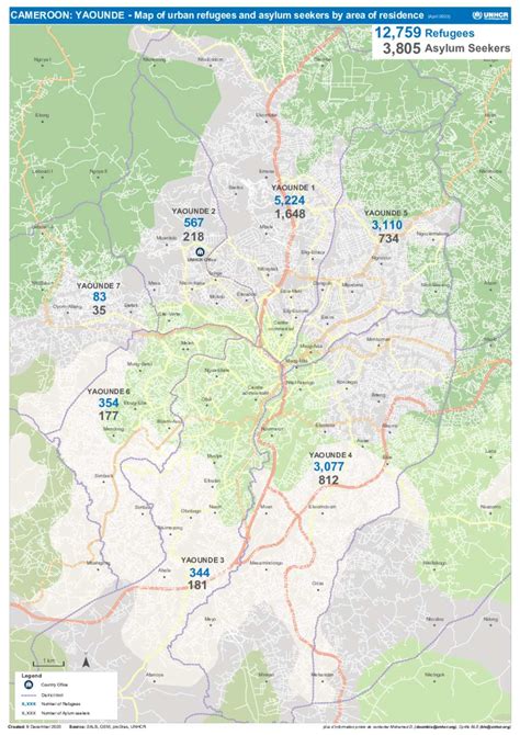 Document - YAOUNDE - Map of urban refugees and asylum seekers by area ...