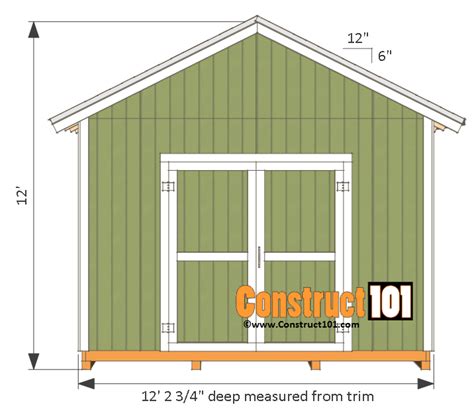 12x12 Shed Plans - Gable Shed - Construct101