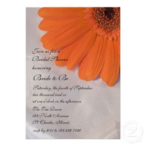 Orange Daisy and White Satin Bridal Shower Invitation | Zazzle | Daisy ...