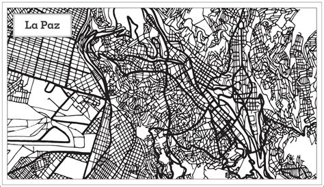 La Paz Bolivia City Map in Black and White Color. 17274886 Vector Art ...