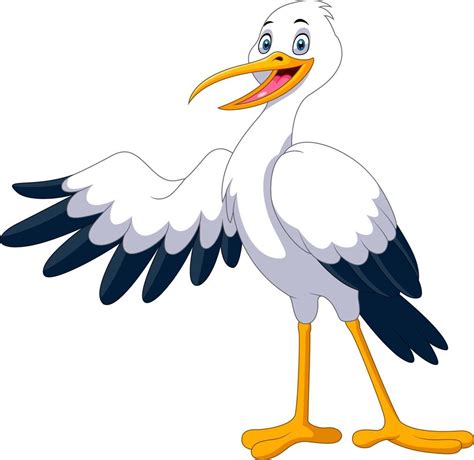 Cute cartoon stork posing waving 12805567 Vector Art at Vecteezy