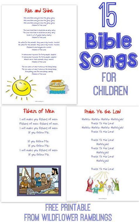 15 Bible songs to teach little ones! {with free printable} - Wildflower Ramblings | Preschool ...