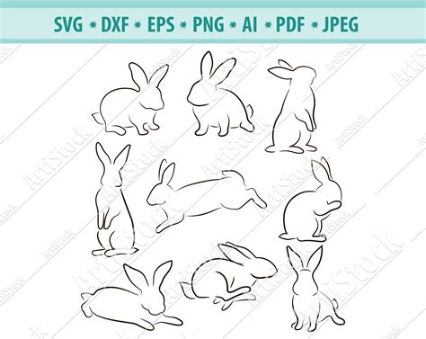 Rabbit SVG Bunny Outline SVG Rabbit Clipart Svg Easter | Etsy