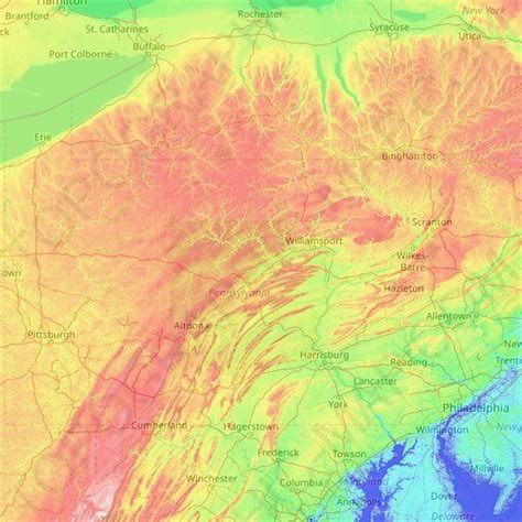 Pennsylvania topographic map, elevation, relief | Topographic map ...