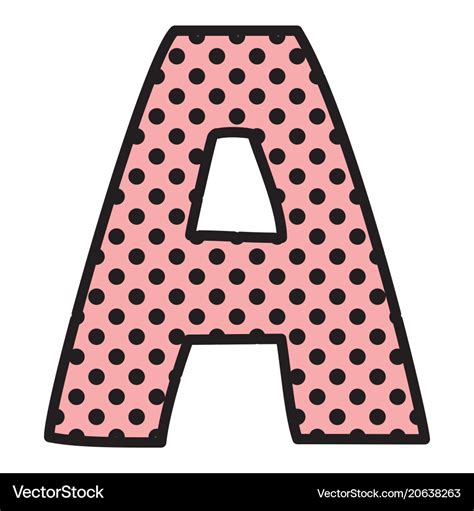 A alphabet letter with black polka dots on pink Vector Image