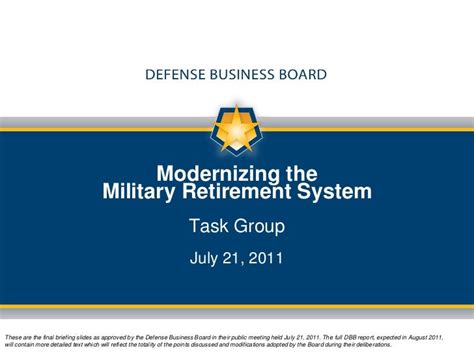 Military Retirement Changes - Defense Business Board Proposal