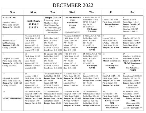 Ice Schedule – Manchester Ice & Events Center