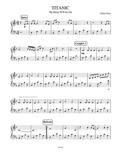 Print and download in PDF or MIDI TITANIC - Céline Dion. Free Sheet ...