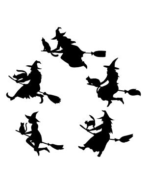 Flying Witches Silhouette Clip Art