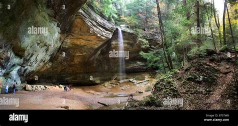 A Tall Thin Waterfall At Ash Cave In The Hocking Hills Region Of ...