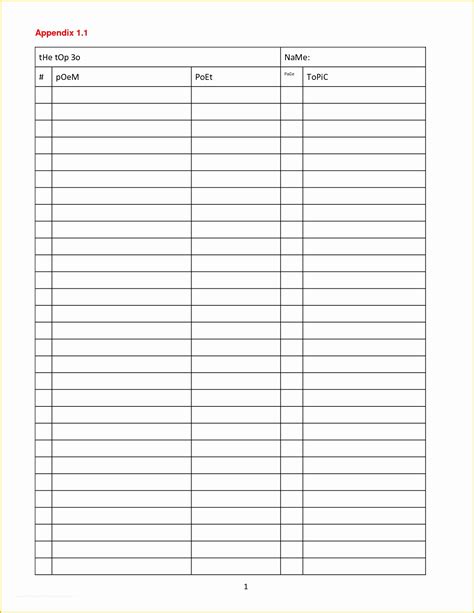 Printable Blank 2 Column Table