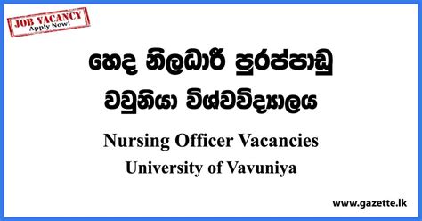 Nursing Officer - University of Vavuniya Vacancies 2023 - Gazette.lk