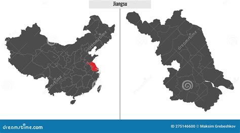 Map of Jiangsu Province of China Stock Vector - Illustration of state ...