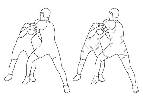 Silhouette outline athletes wrestlers in wrestling, duel, fight. Sketch ...