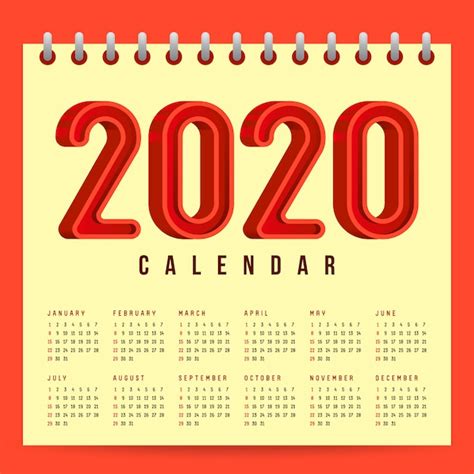 Premium Vector | 2020 calendar template