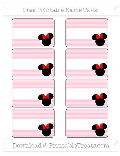 Free Pink Horizontal Striped Minnie Mouse Name Tags | Name tags, Minnie mouse stickers, Minnie mouse