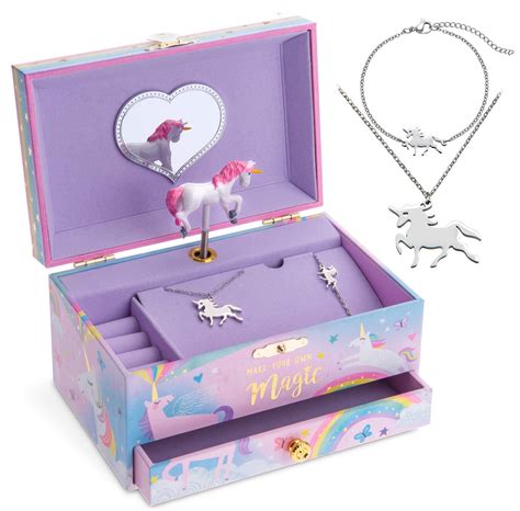 Jewelkeeper Unicorn Music Box & Little Girls Jewelry Set - 3 Unicorn ...