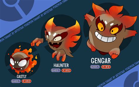 I made a Gengar evolution line concept based on a mythological fire ...