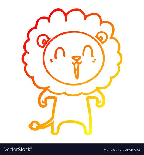 Warm gradient line drawing laughing lion cartoon Vector Image