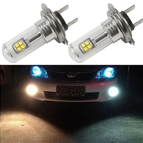 2X Automotive LED fog lights H7 3000LM 80W Car Lights Fog Lamps DRL Driving Light Headlights ...