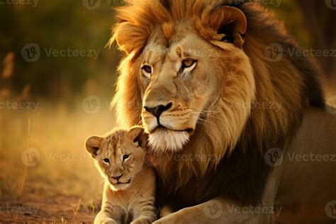 Heartwarming Bond Between Male Lion and Cub Male Lion Nurturing Its ...