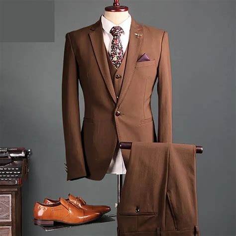 Fashion Dress Blazer Brown Men Suit Spring Autumn Outerwear Wedding ...