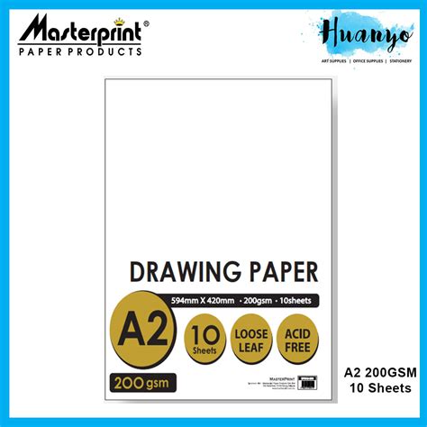 Masterprint A2 Drawing Paper Sheet Pack 165GSM / 200GSM (10 Sheets )