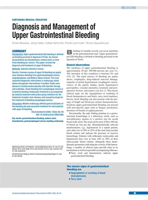 Diagnosis and Management of Upper Gastrointestinal Bleeding (01.02.2008)