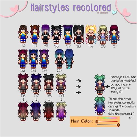 Hairstyles Recolored And A New Hairstyle Update Mod Stardew Valley ...