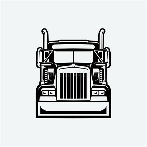 Semi Truck 18 Wheeler Trucker Silhouette Front View Vector Isolated Stock Vector - Illustration ...