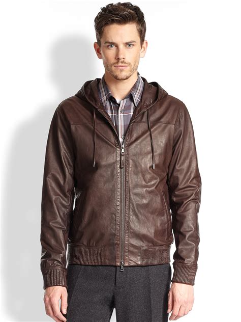 Vince Hooded Leather Jacket in Dark Brown (Brown) for Men - Lyst