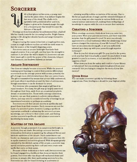 Sorcerer 5e (5th Edition) Class for Dungeons and Dragons (D&D) - Dnd Spells