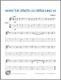 When the Saints Go Marching In | Free Beginner Guitar Sheet Music (TAB)