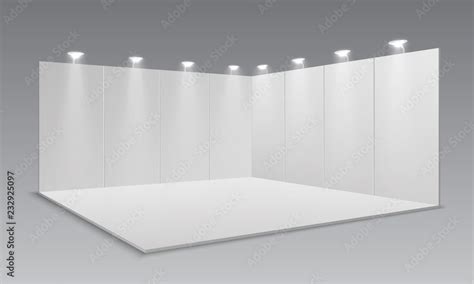 Blank display exhibition stand. White empty panels, promotional ...