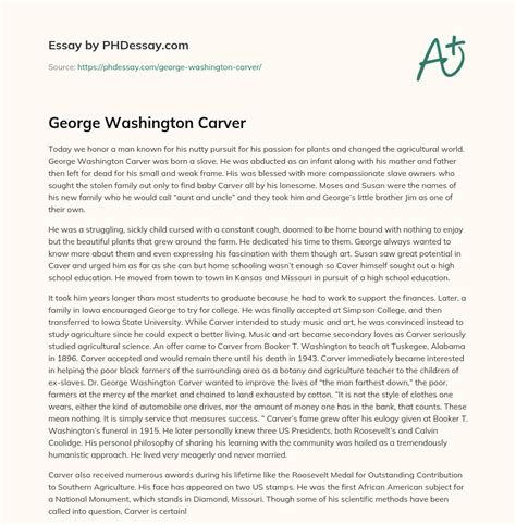 George Washington Carver Essay Example (500 Words) - PHDessay.com