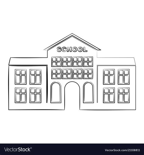 Outline school building icon Royalty Free Vector Image