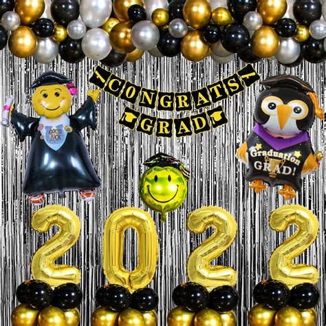 Buy Graduation Decorations 2022 Black and Gold Graduation Party Decorations CONGRATS GRAD Banner ...