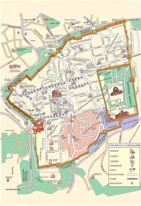 Old city Jerusalem map - Map of old city Jerusalem (Israel)