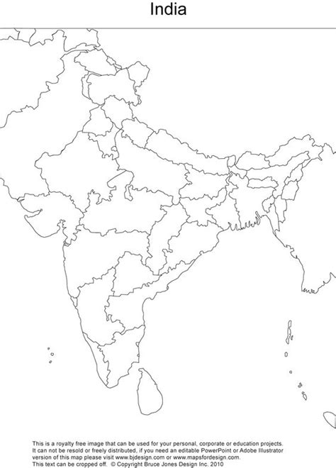 Royalty Free, Printable, Blank, India Map with Administrative Districts ...