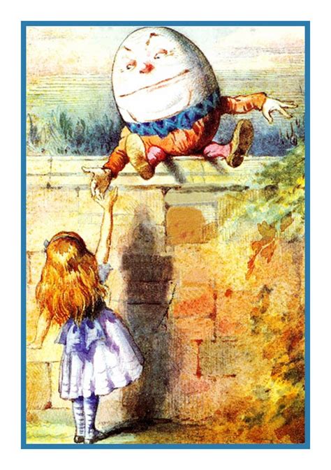 Alice and Humpty Dumpty .. Alice in Wonderland Counted Cross Stitch Chart / Pattern....FREE Shipping