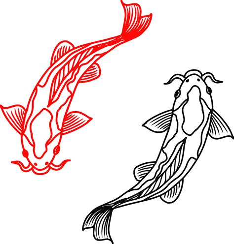 vector outline illustration of two koi fish clipart 7505052 Vector Art ...