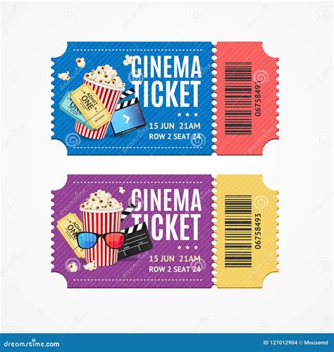 Boletos De La Película Del Cine Fijados Con Los Elementos Vector Ilustración del Vector ...