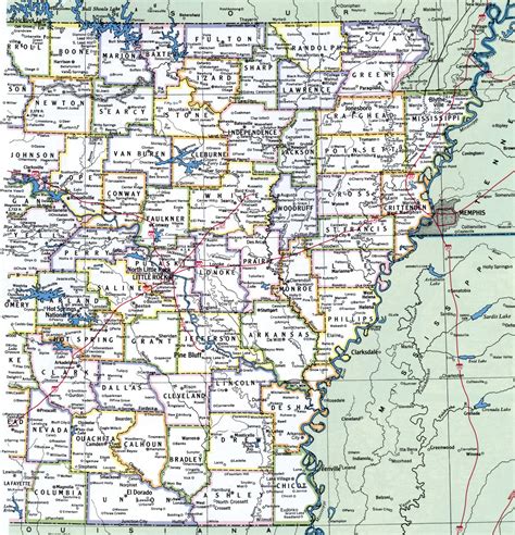 Arkansas county map with roads cities towns counties highways