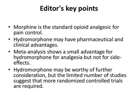 Morphine vs hydromorphone