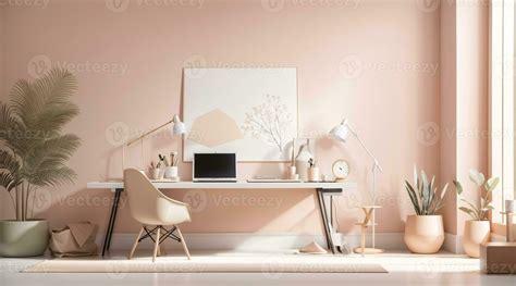 minimalist soft pastel color desk setup interior home office 29634779 Stock Photo at Vecteezy