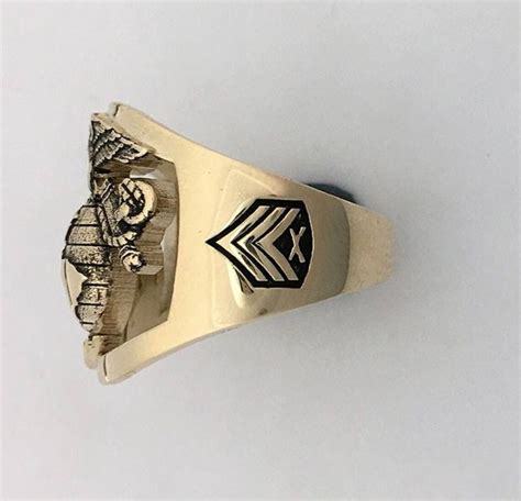 Solid Gold Marine Corps Ring With Your Rank and Years of Service - Etsy