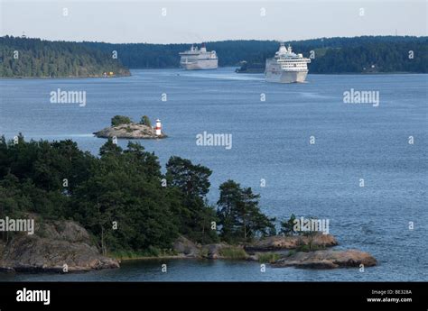 Cruise ships in the archipelago with islands, Stockholm, Sweden, Europe Stock Photo - Alamy