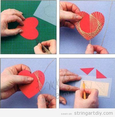 Heart Shaped String Art Card step by step - String Art DIYString Art DIY