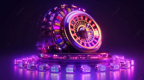 Neon Lit Futuristic Roulette Wheel And Slot Machine Showcased On A ...