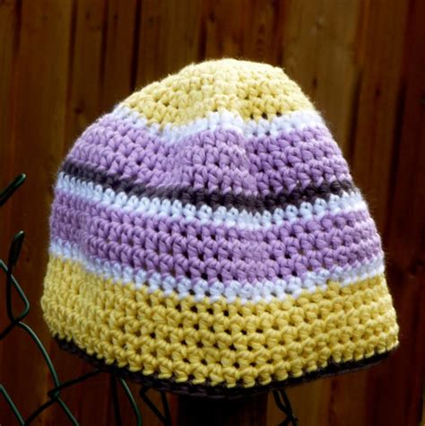 Items similar to Yellow LAVENDER HEMP yarn Crochet Beanie Hat Cotton ...